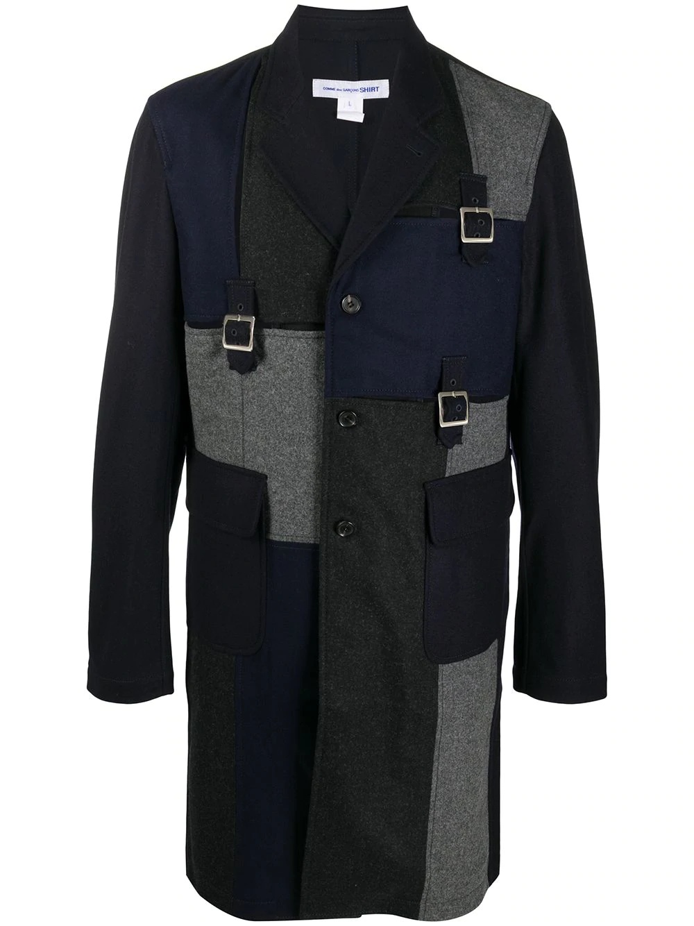 patchwork wool coat - 1