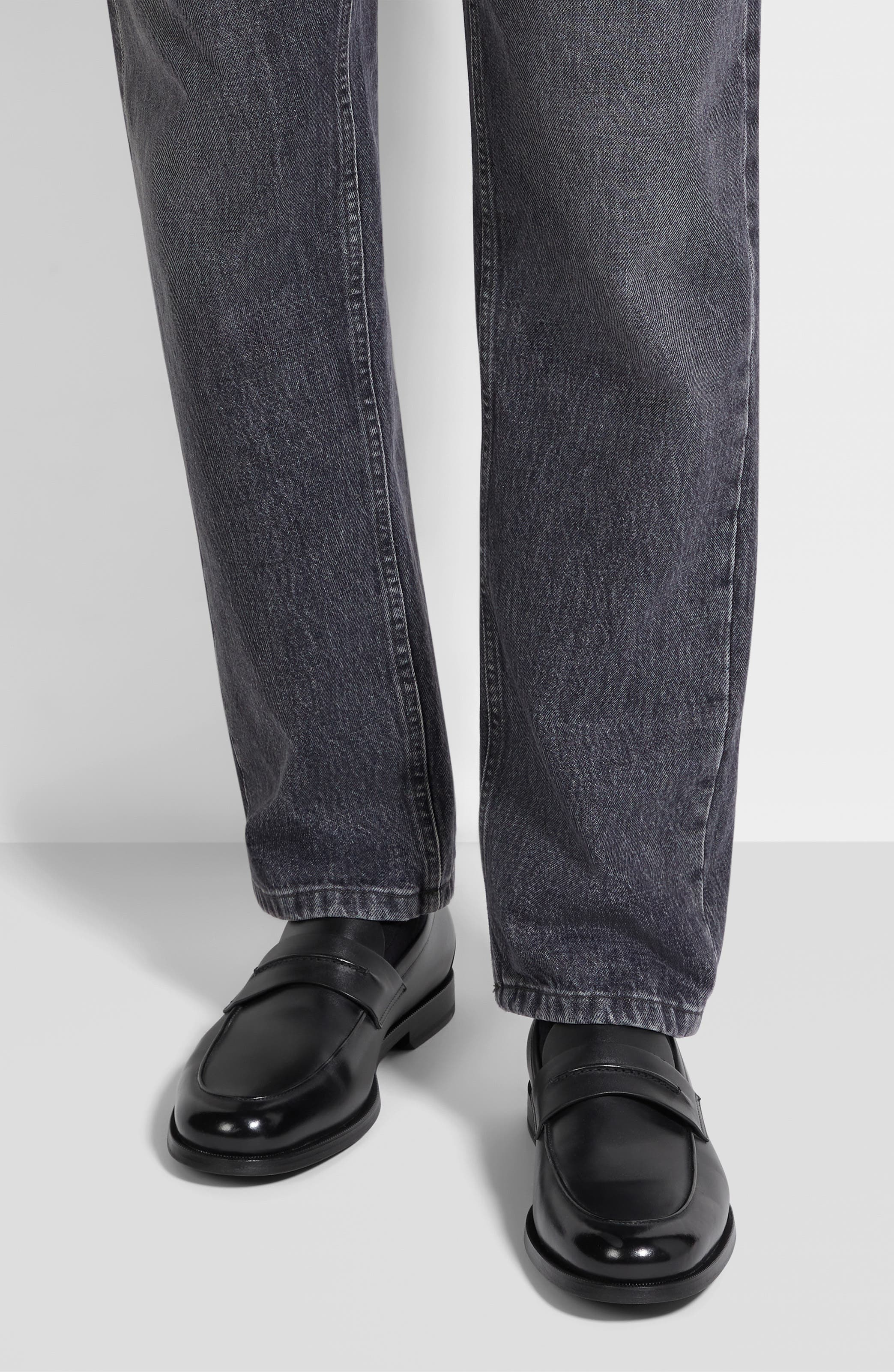ZEGNA Leather Driving Loafer in Black at Nordstrom - 2