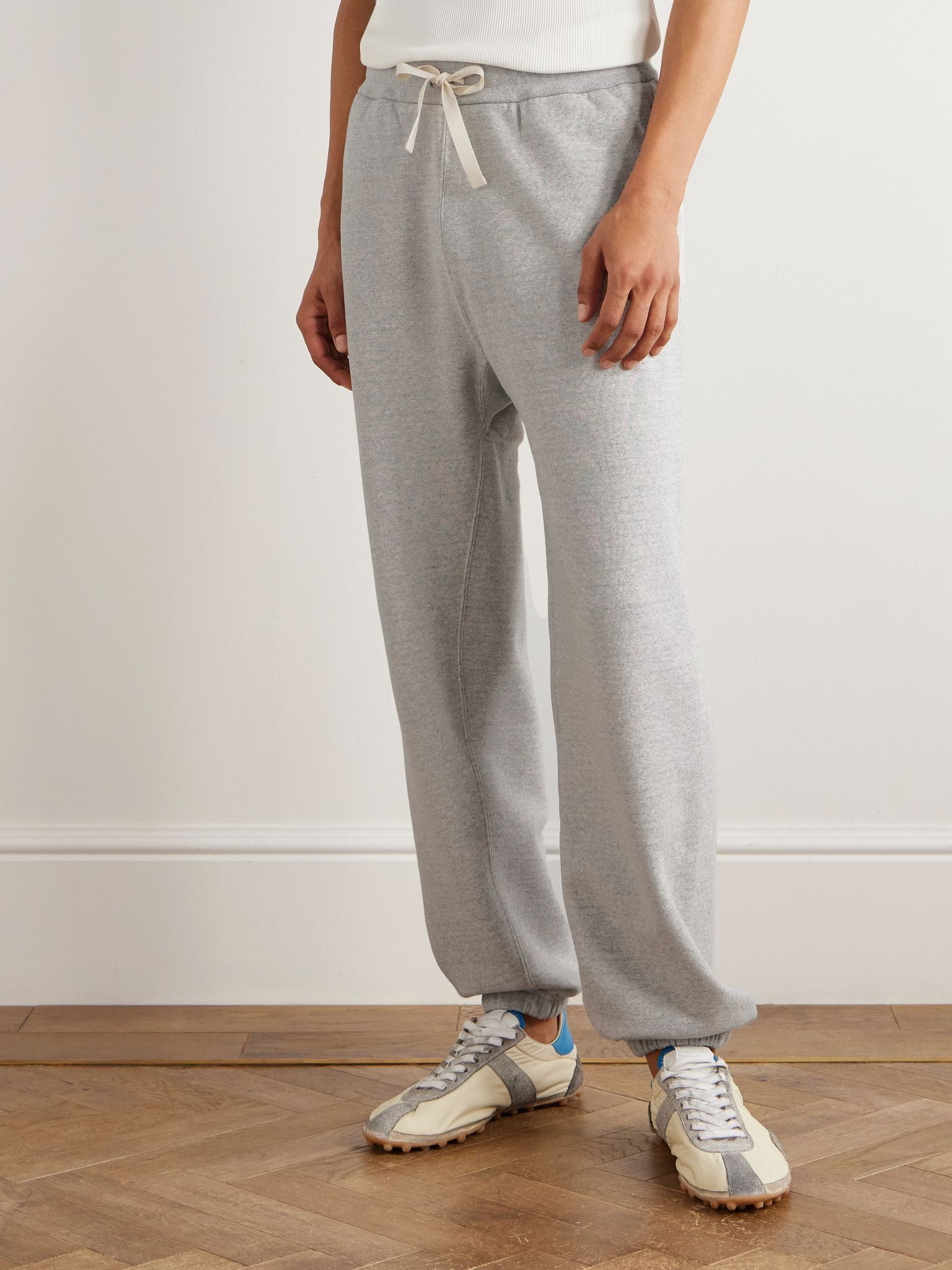 Tapered Cotton-Jersey Sweatpants Gray - 3