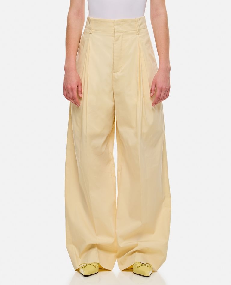WIDE SILK AND COTTON TROUSERS - 1