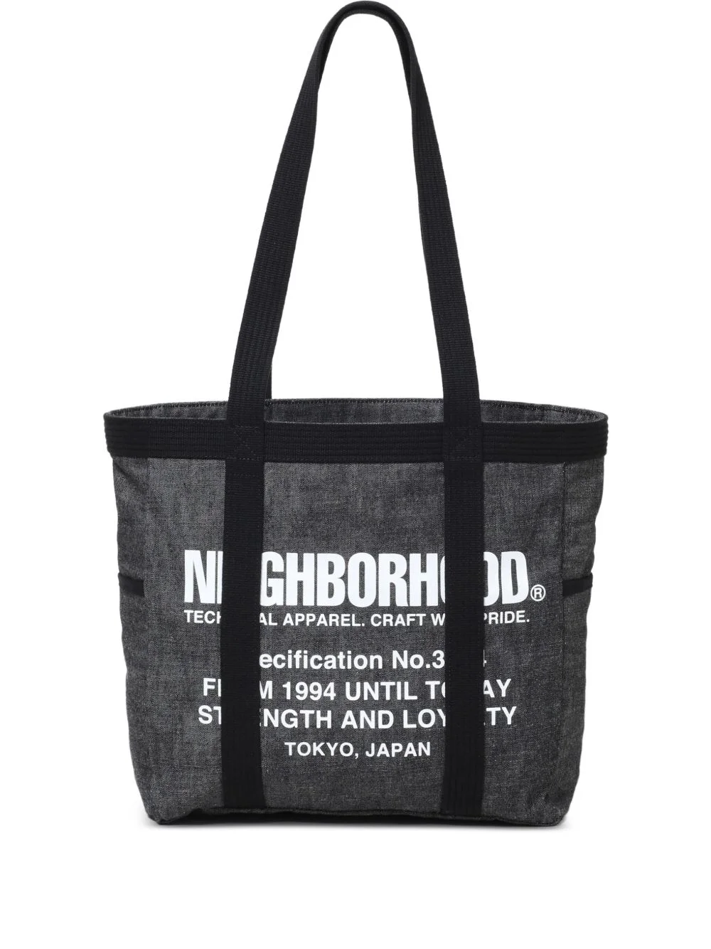 logo-print denim tote bag - 1