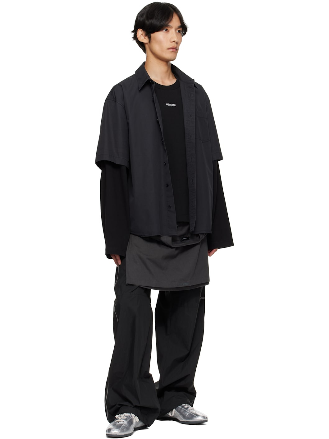 Black Layered Track Pants - 4