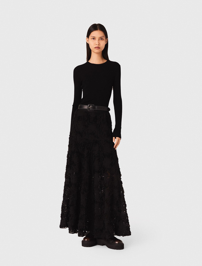 maje Long embroidered skirt outlook
