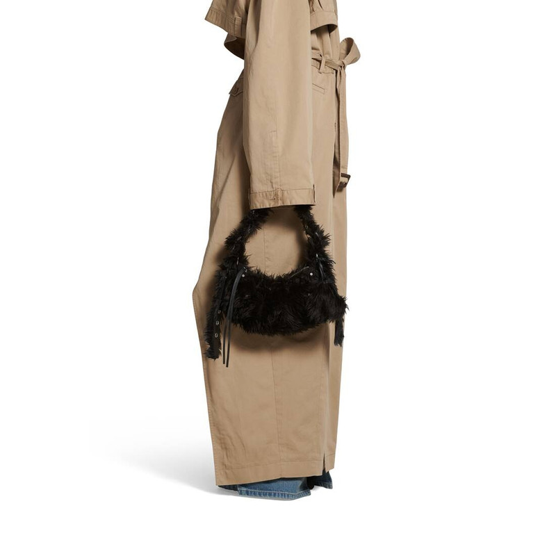 BALENCIAGA Women's Le Cagole Xs Shoulder Bag Fake Fur in Black outlook