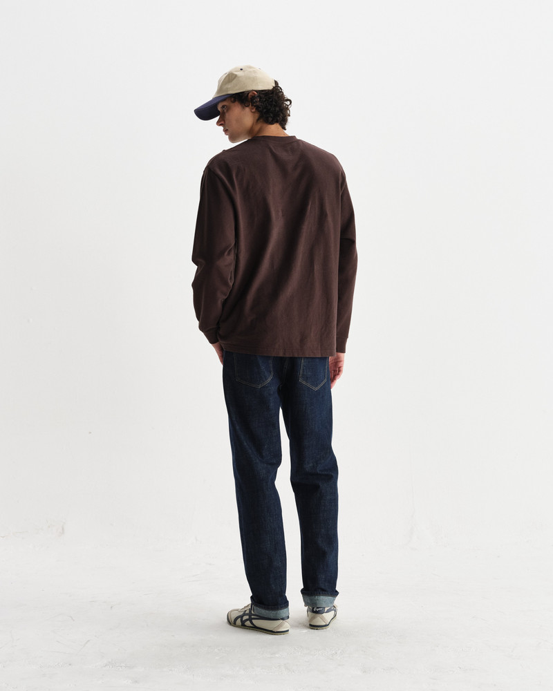 Hayden - Dark Brown Textured Organic Cotton Long Sleeve T-Shirt 6
