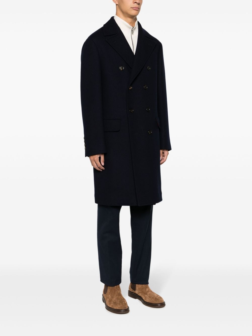 double-breasted wool-blend coat - 3
