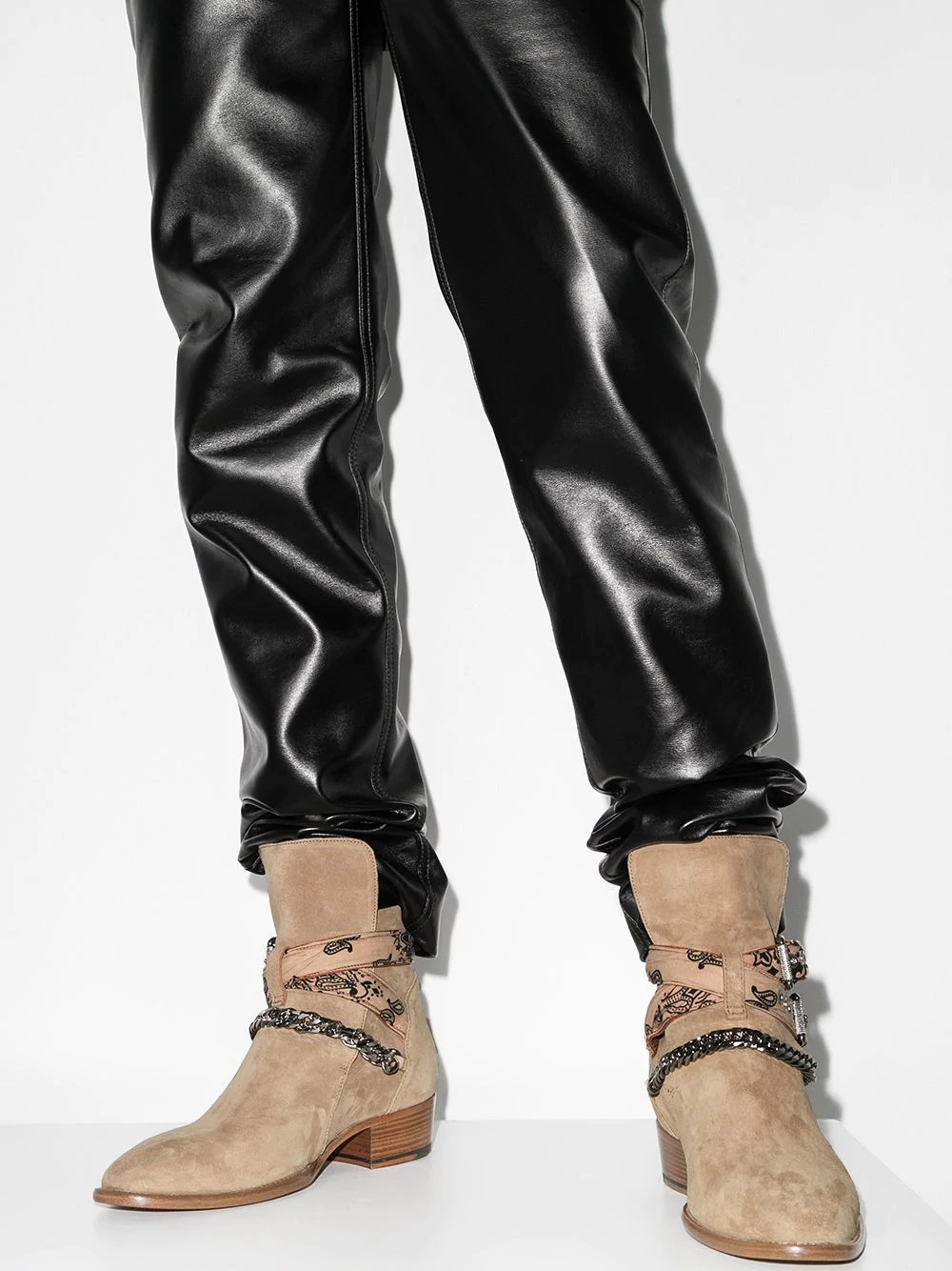 bandana buckle-strap suede boots - 3