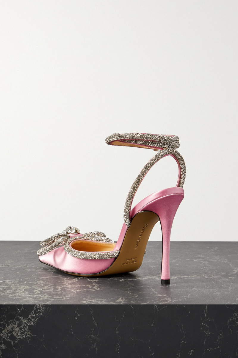 Double Bow crystal-embellished silk-satin point-toe pumps 3