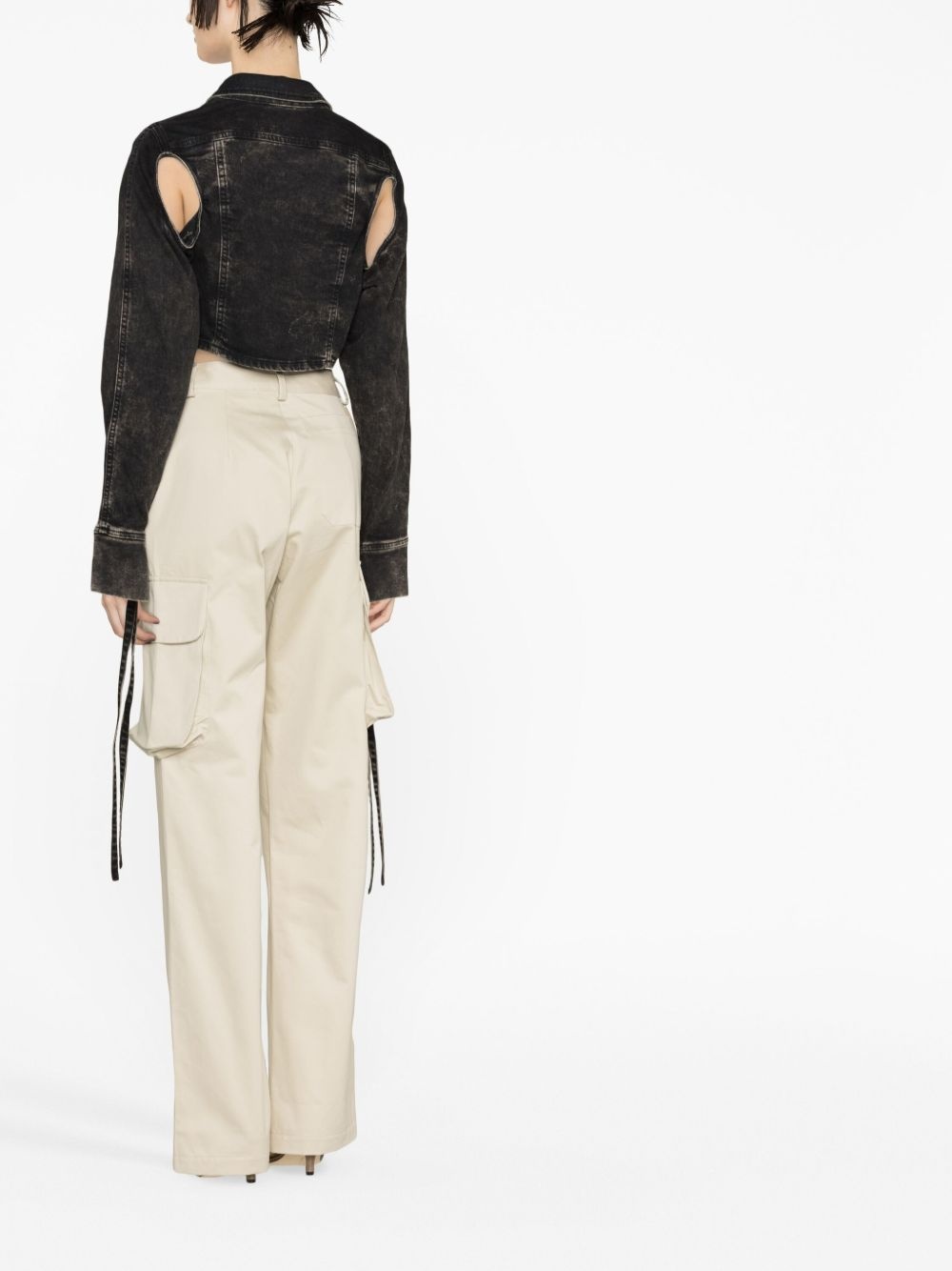 cut-out cropped denim jacket - 4