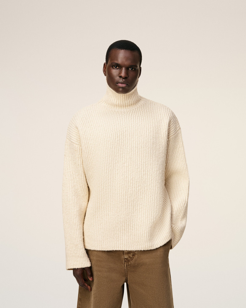WHITE WOOL FUNNEL NECK SWEATER 3