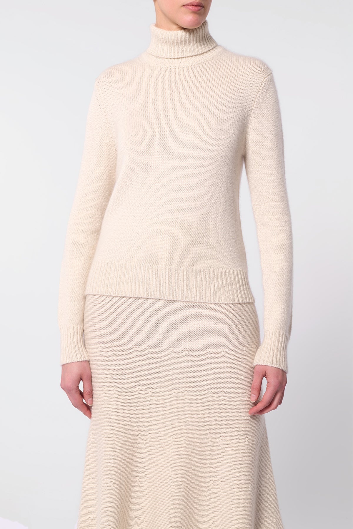 Madden Knit Turtleneck Sweater in Ivory Cashmere - 5