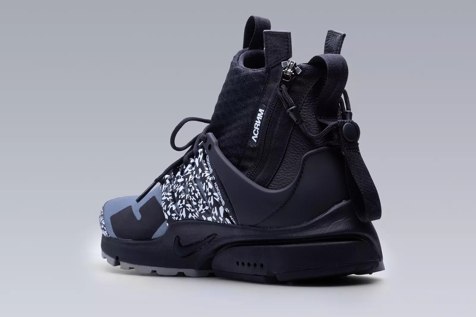 APM2-001 Nike® Air Presto Mid / Acronym® Cool Grey / Black / Black - 2