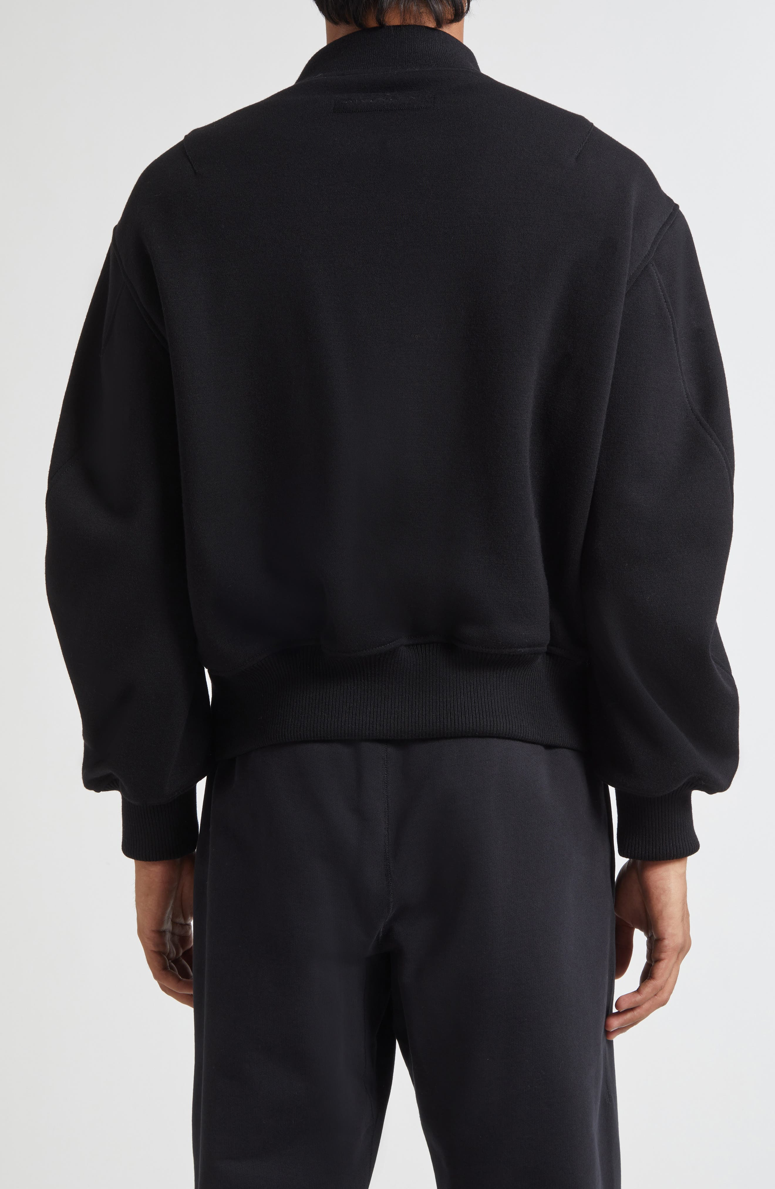 Givenchy Lambskin Leather Front Wool Bomber Jacket in Black at Nordstrom - 3