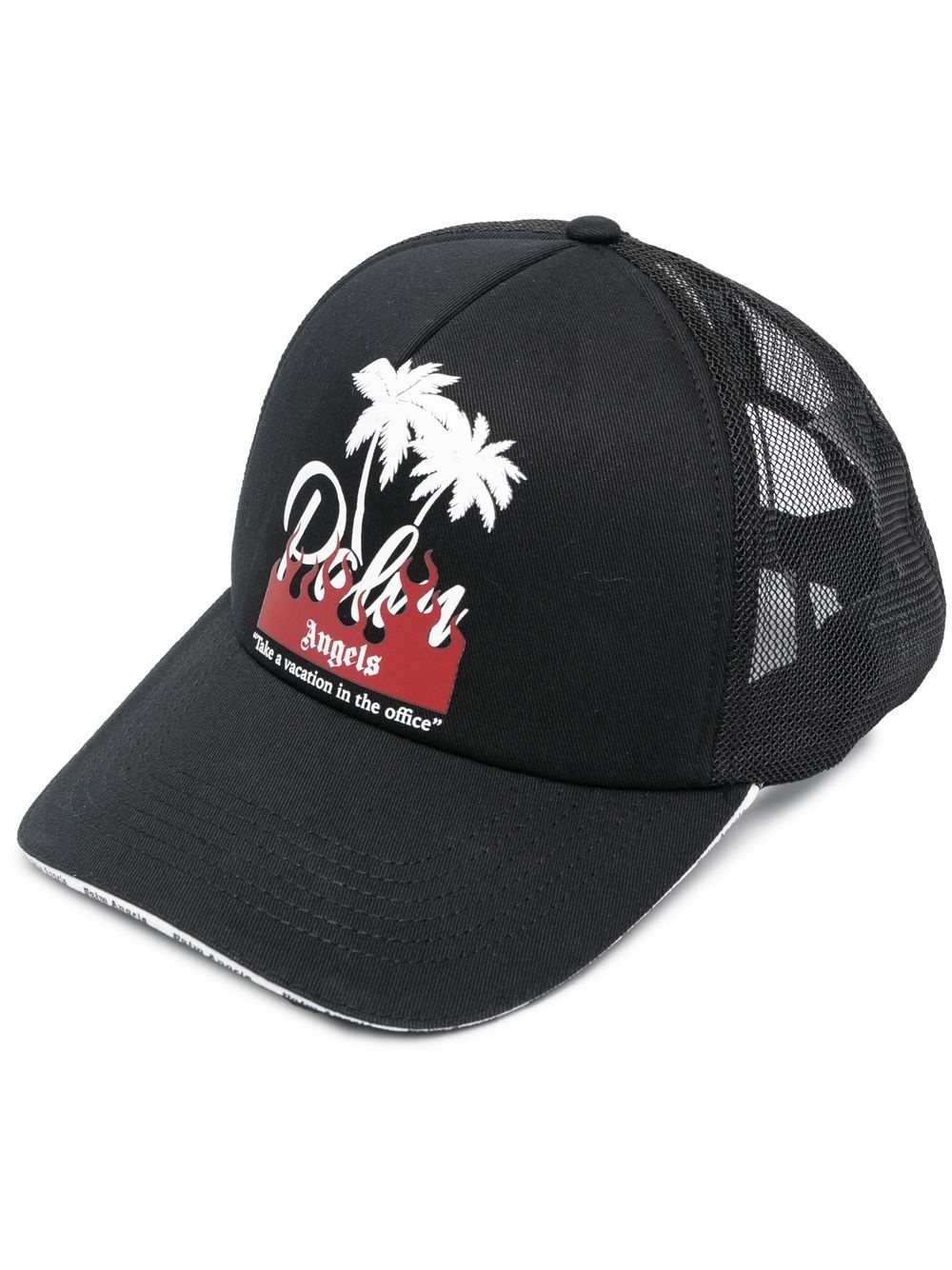 palm-print mesh-panel cap - 1