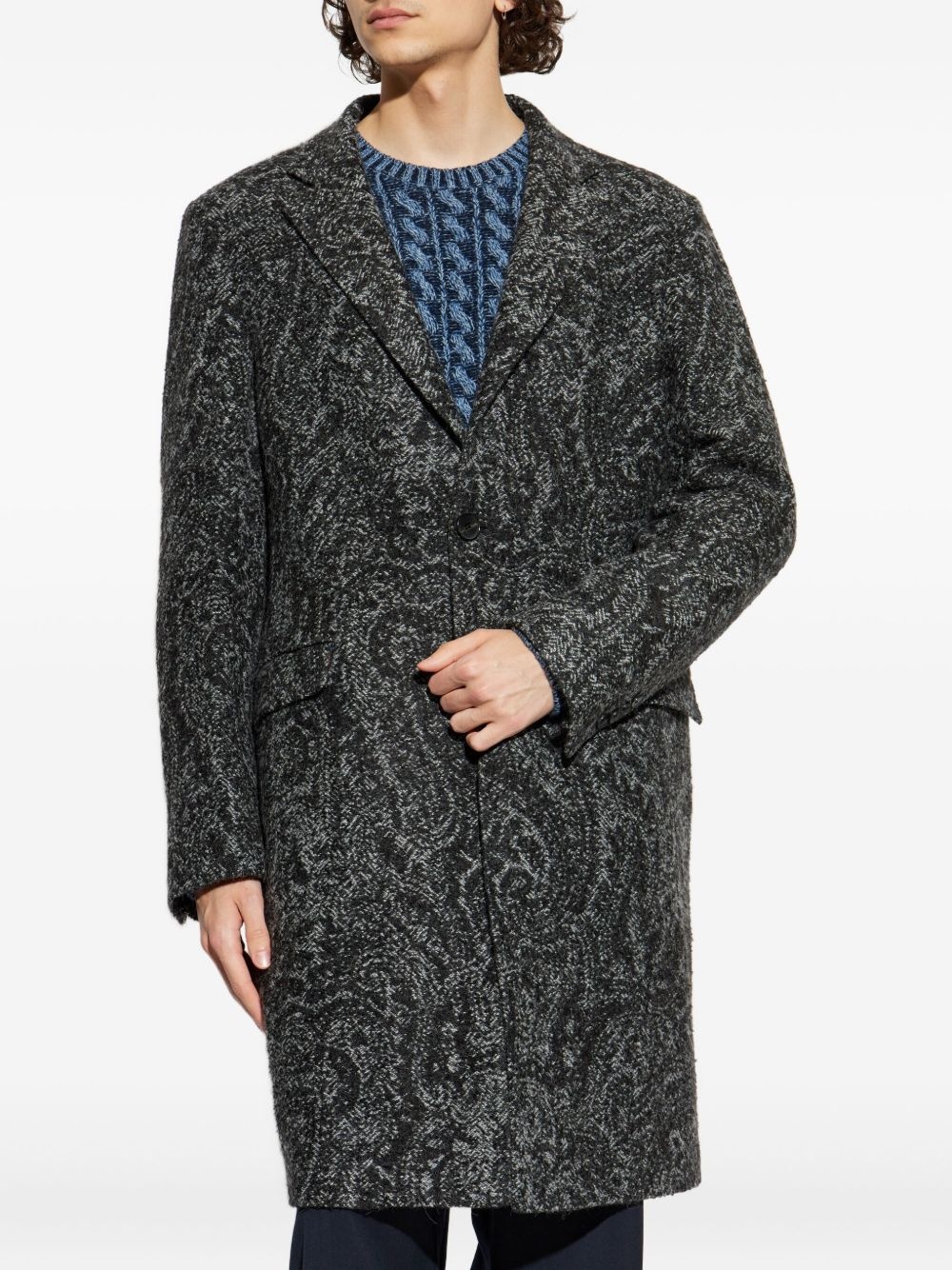 paisley-patterned long coat - 3