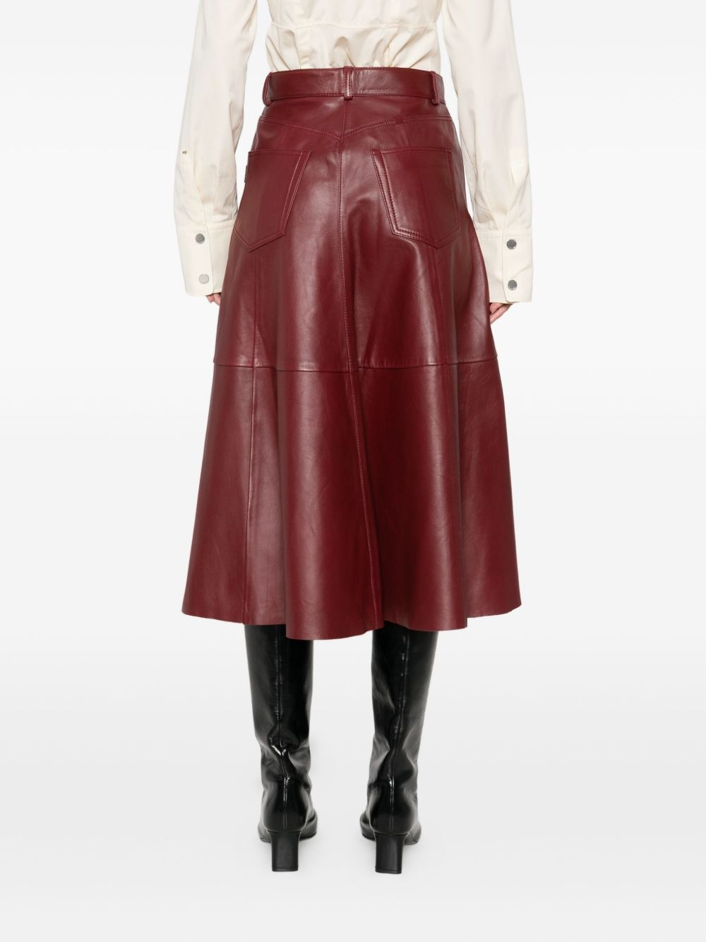 A-line leather skirt - 4