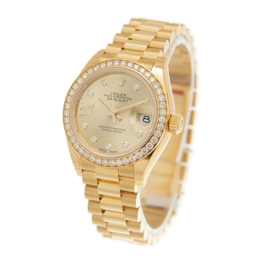 Rolex Lady-Datejust Champagne Diamond Dial Automatic Ladies 18 Carat Yellow Gold President Watch 279 - 3