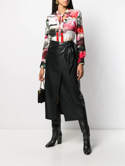 Alexander McQueen rose print silk blouse outlook