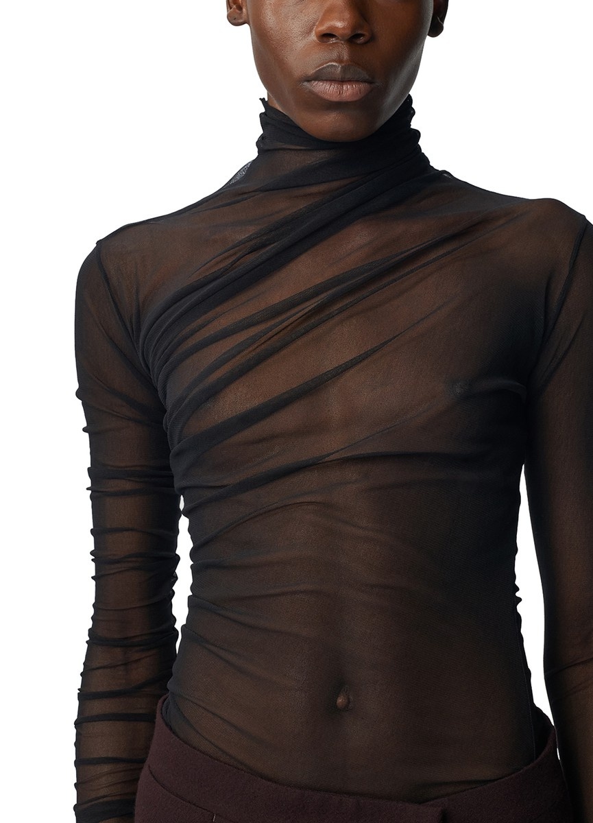 Xenia Draped T-Shirt With Gloved Long Sleeves - 5