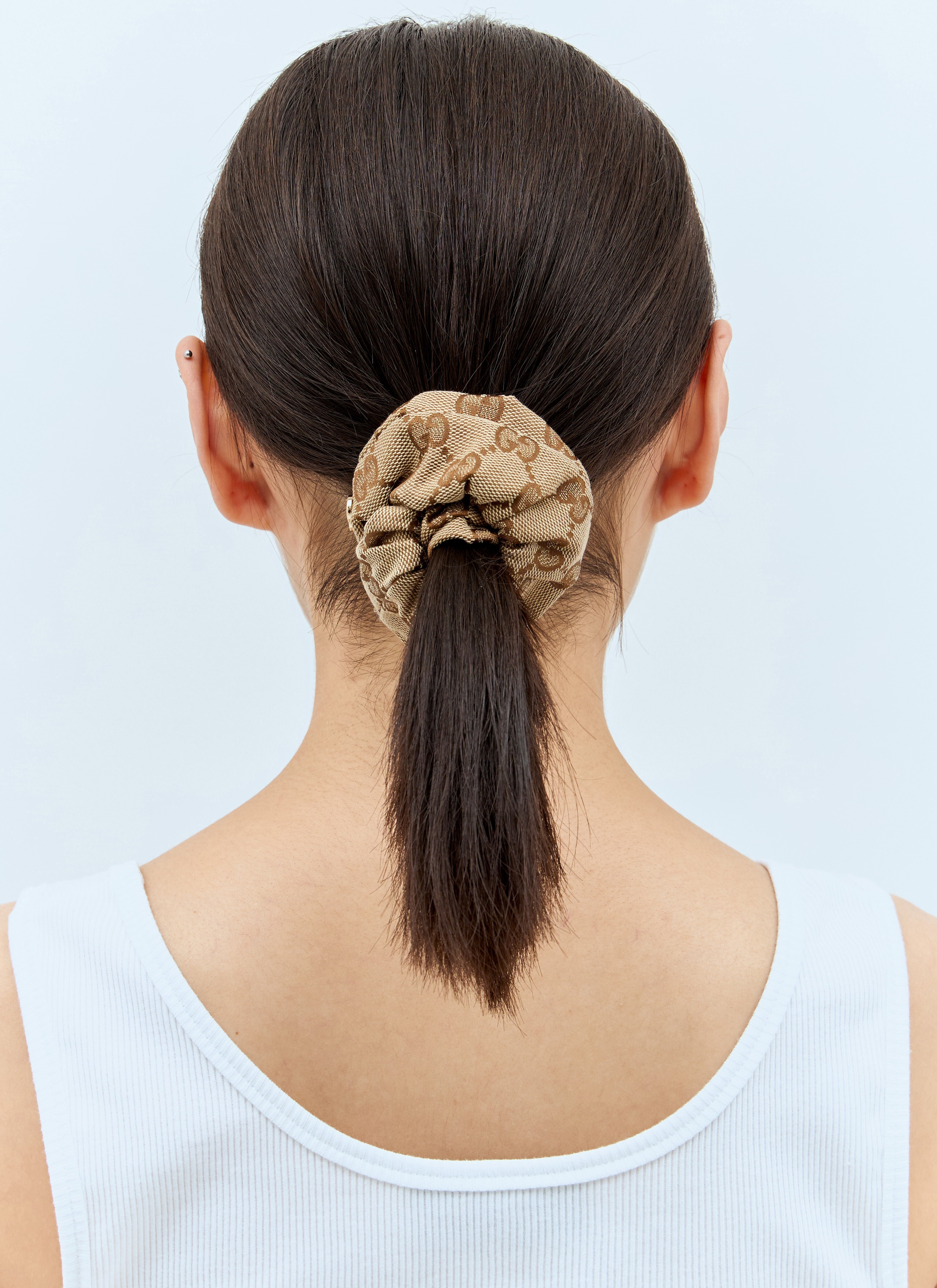 Gucci Canvas Brown Scrunchie Hair Tie Gucci Canvas Scrunchie Braun Beige Leinwand ref.1630386  main image 3