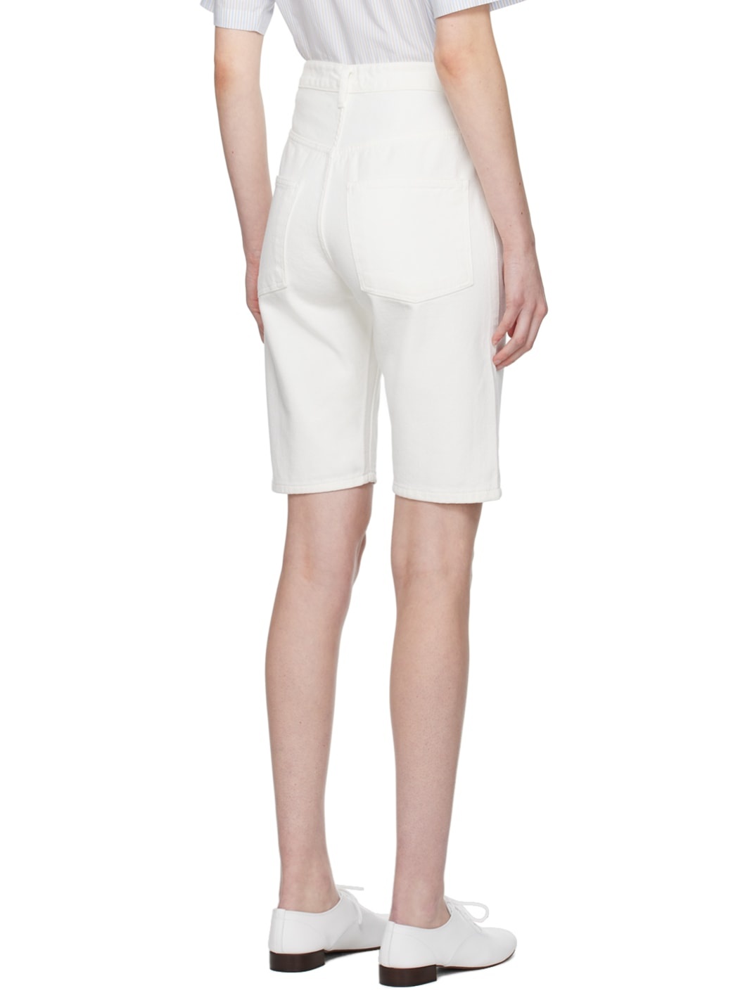 White Half White Denim Shorts - 3