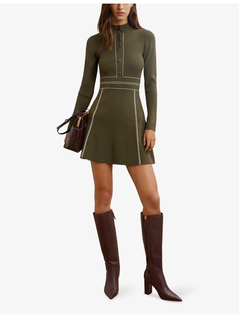 REISS Alex Contrast-Stitch Stretch-Knit Mini Dress outlook