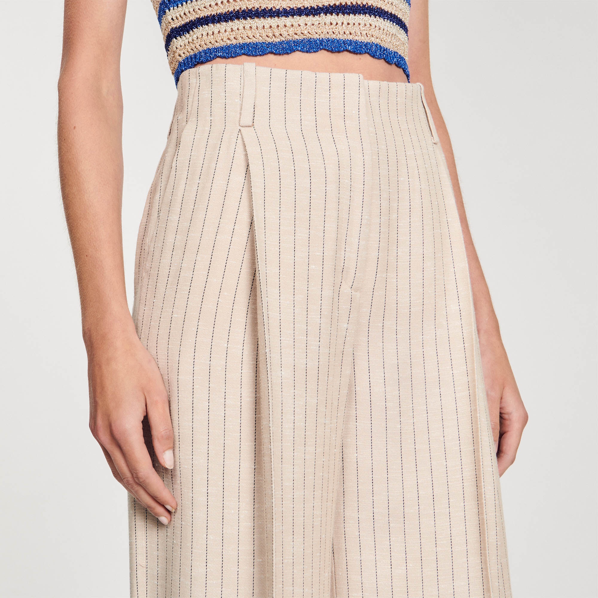 WIDE-LEG STRIPED FLOATY TROUSERS - 4
