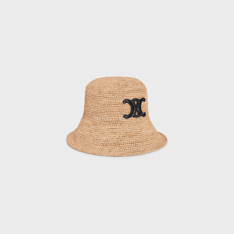 CELINE triomphe bucket hat in raffia outlook
