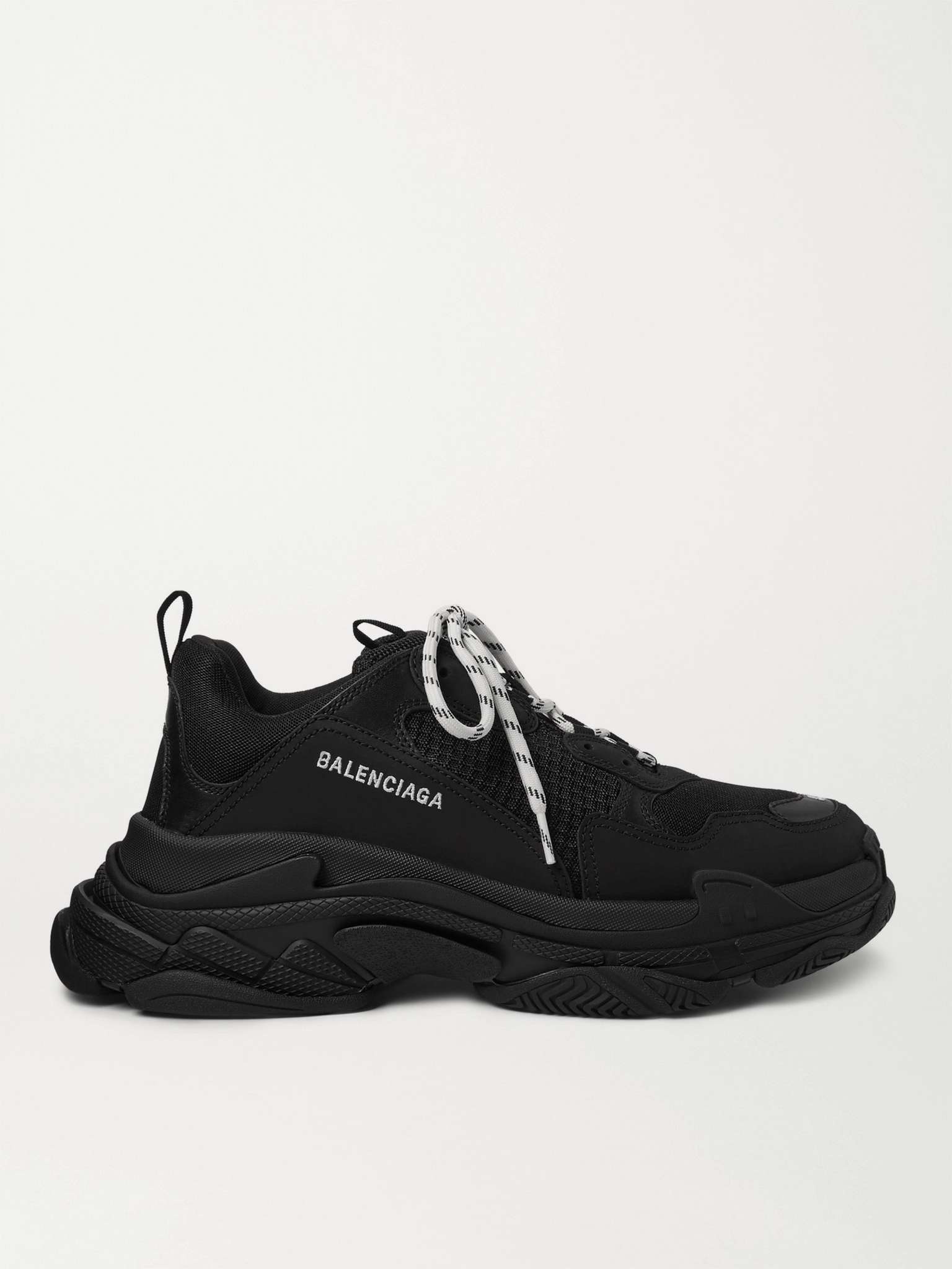 Triple S Mesh, Faux Nubuck and Faux Leather Sneakers - 1