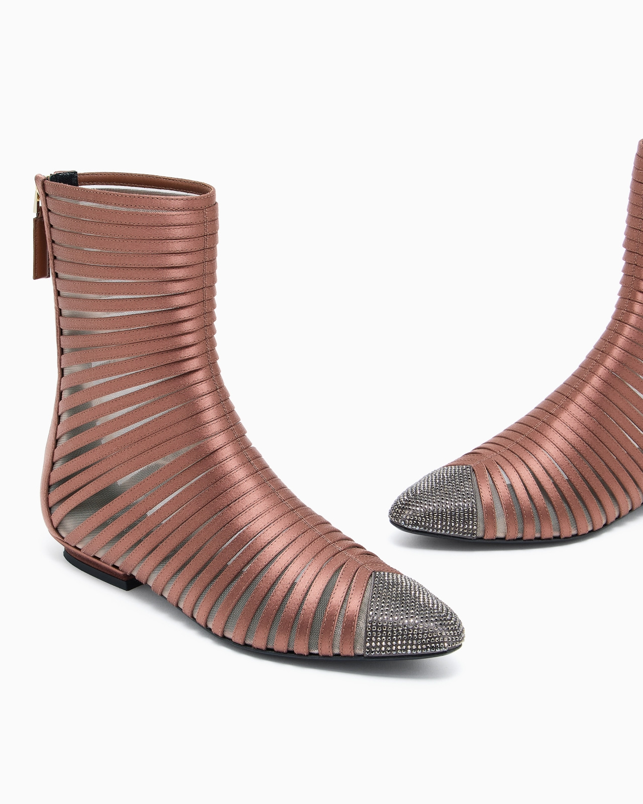 SATIN AND RHINESTONE ANKLE BOOTS - 5