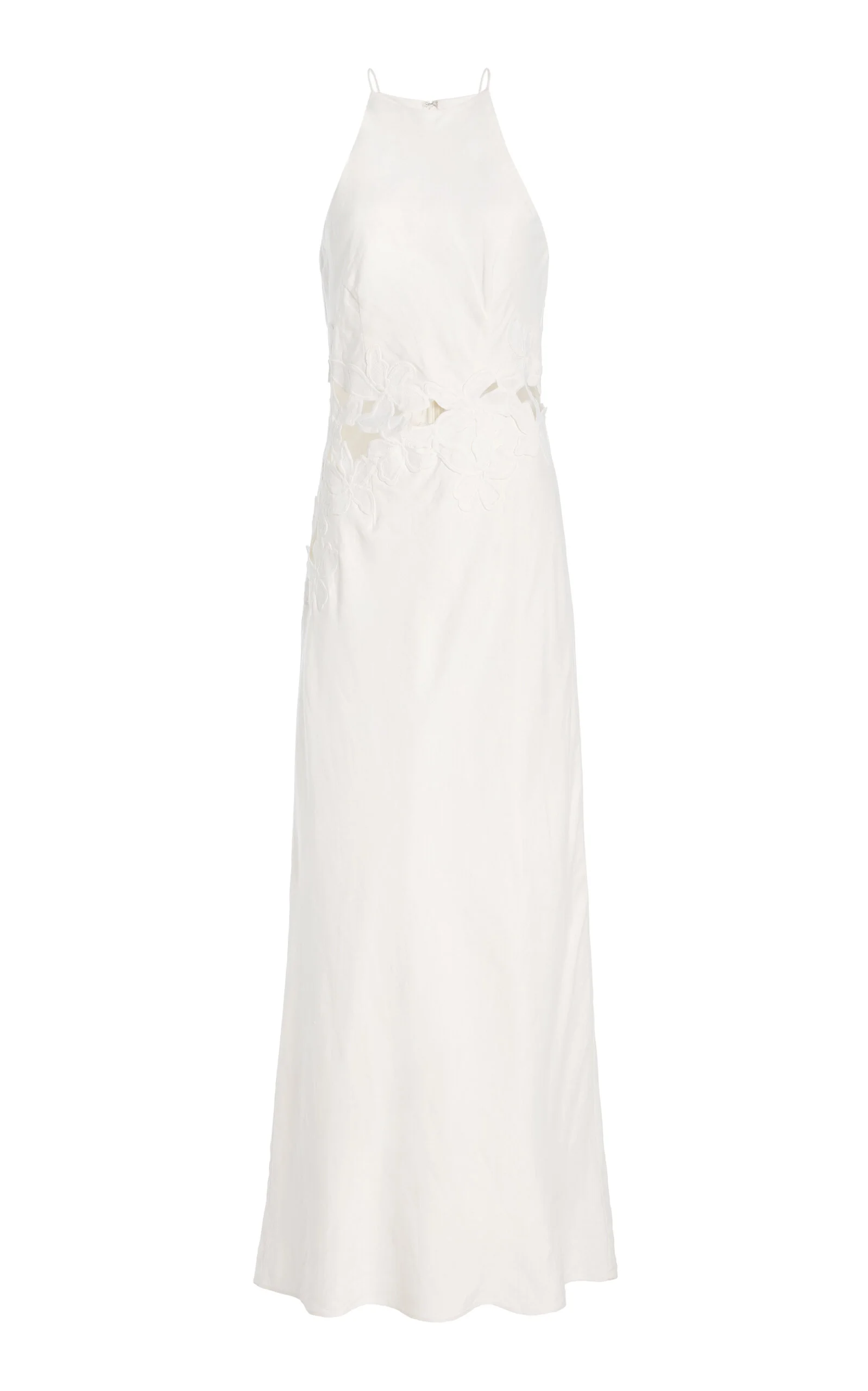 Idette Floral-Appliquéd Linen-Blend Maxi Dress ivory - 1