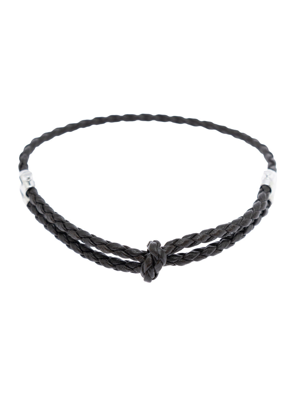 Bottega Veneta Men Metallic Bracelet With Intrecciato Design And Sliding Closure In Leather And Silv - 2