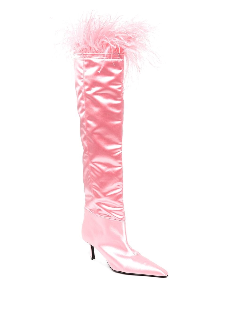 Viola 65mm feather-trim knee-high boots - 2