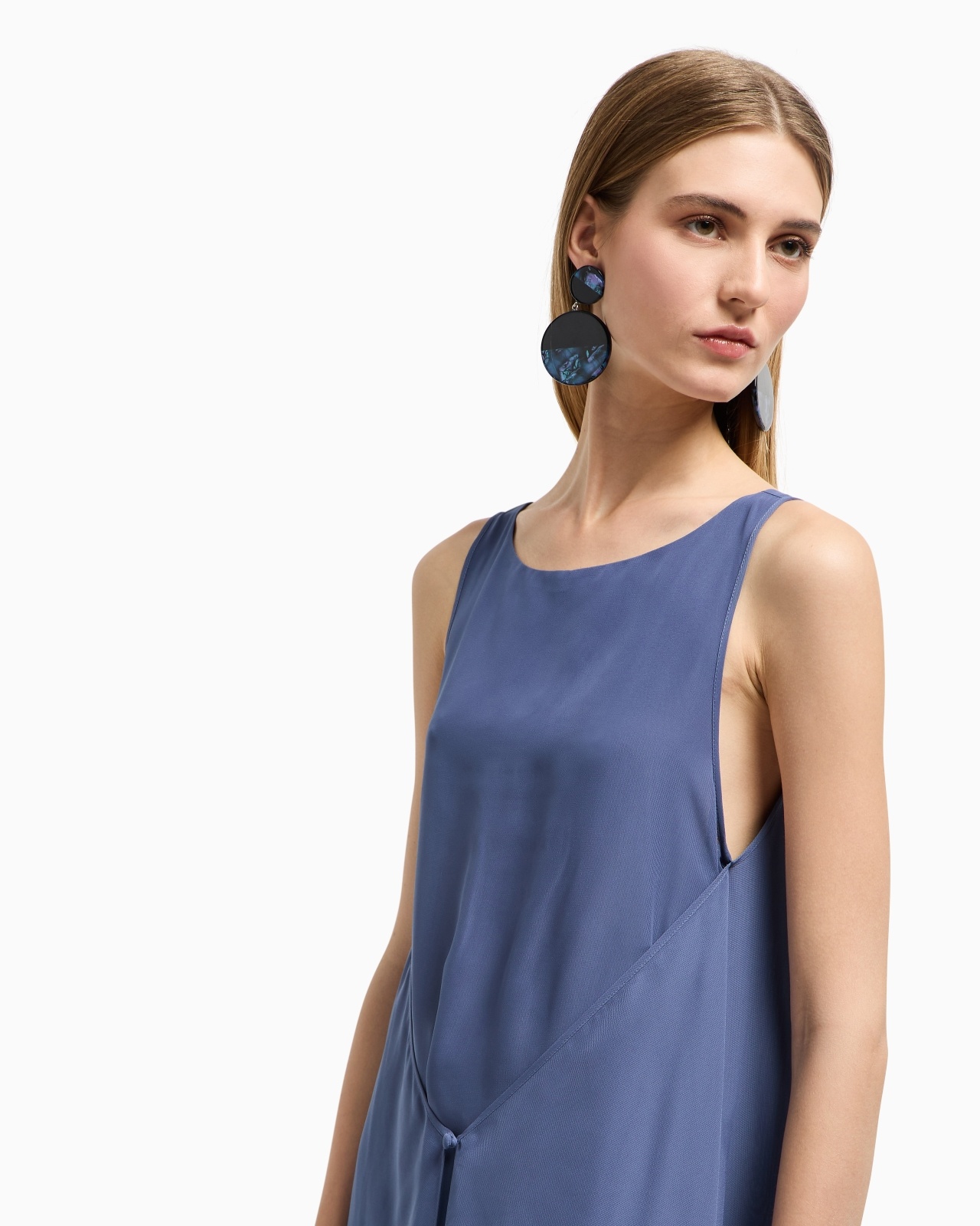 TECHNICAL GEORGETTE LONG DRESS WITH FRONT PANEL - 5