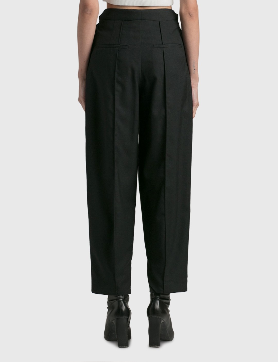 Pleated grain de poudre wool tapered pants - 4