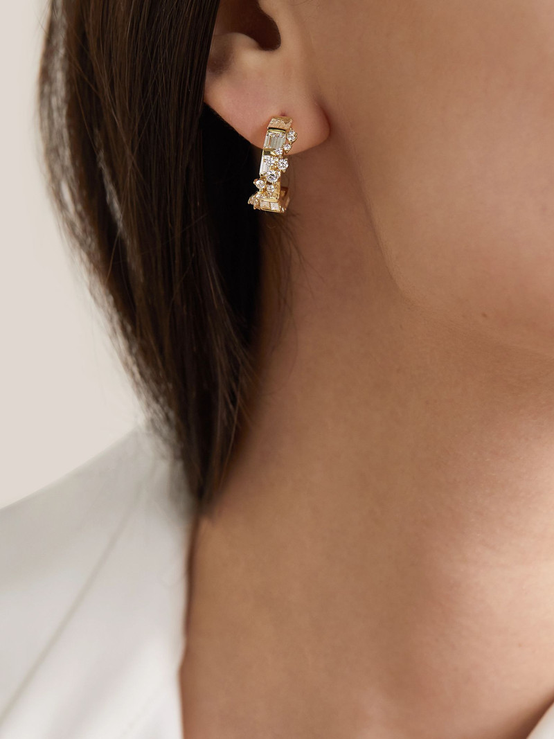 ANANYA 18-karat gold, sapphire and diamond earrings Gold outlook
