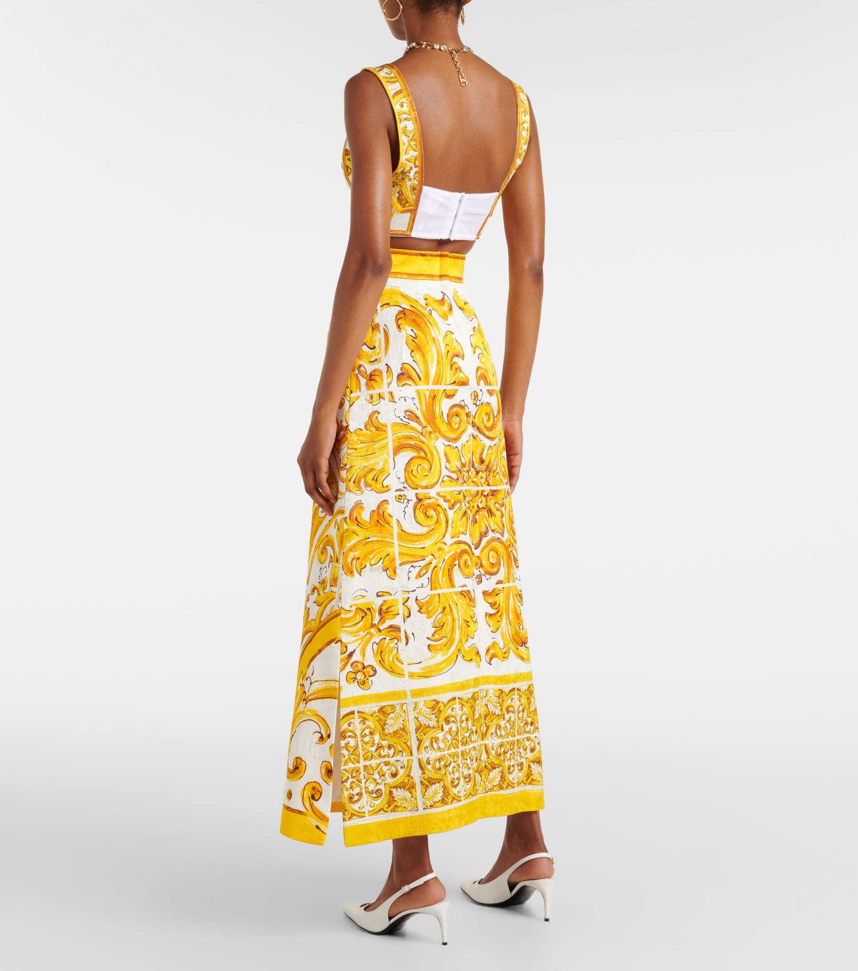 Majolica brocade midi skirt - 3