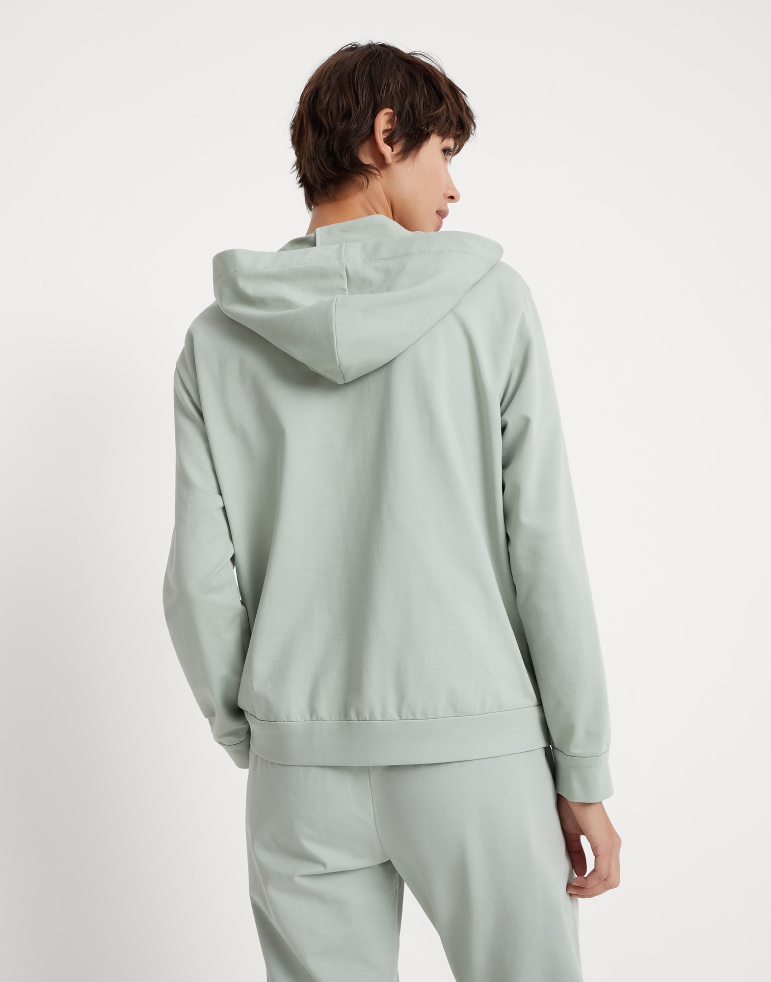 Lightweight stretch cotton sweatshirt with precious detail - 2