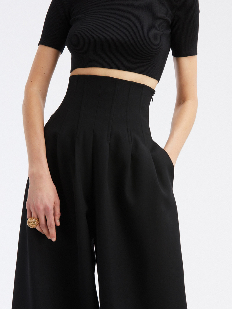 HIGH WAIST GRAIN DU POUDRE WIDE LEG PANT 4