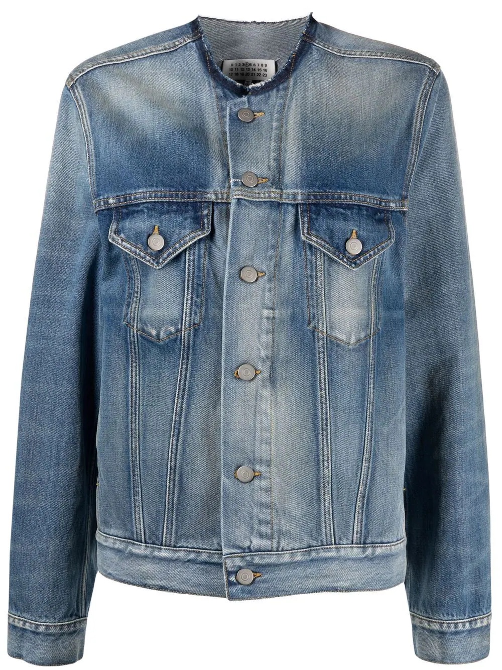 collarless denim jacket - 1