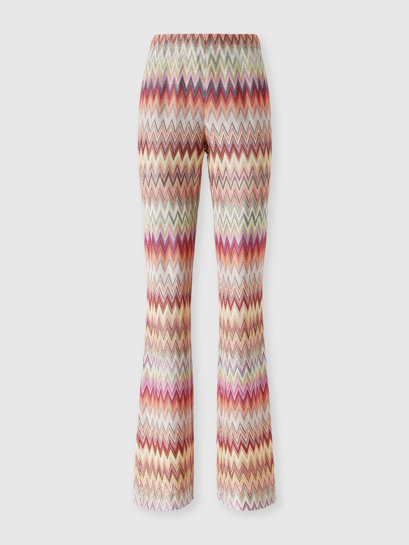 Flared zigzag knit lace trousers 1