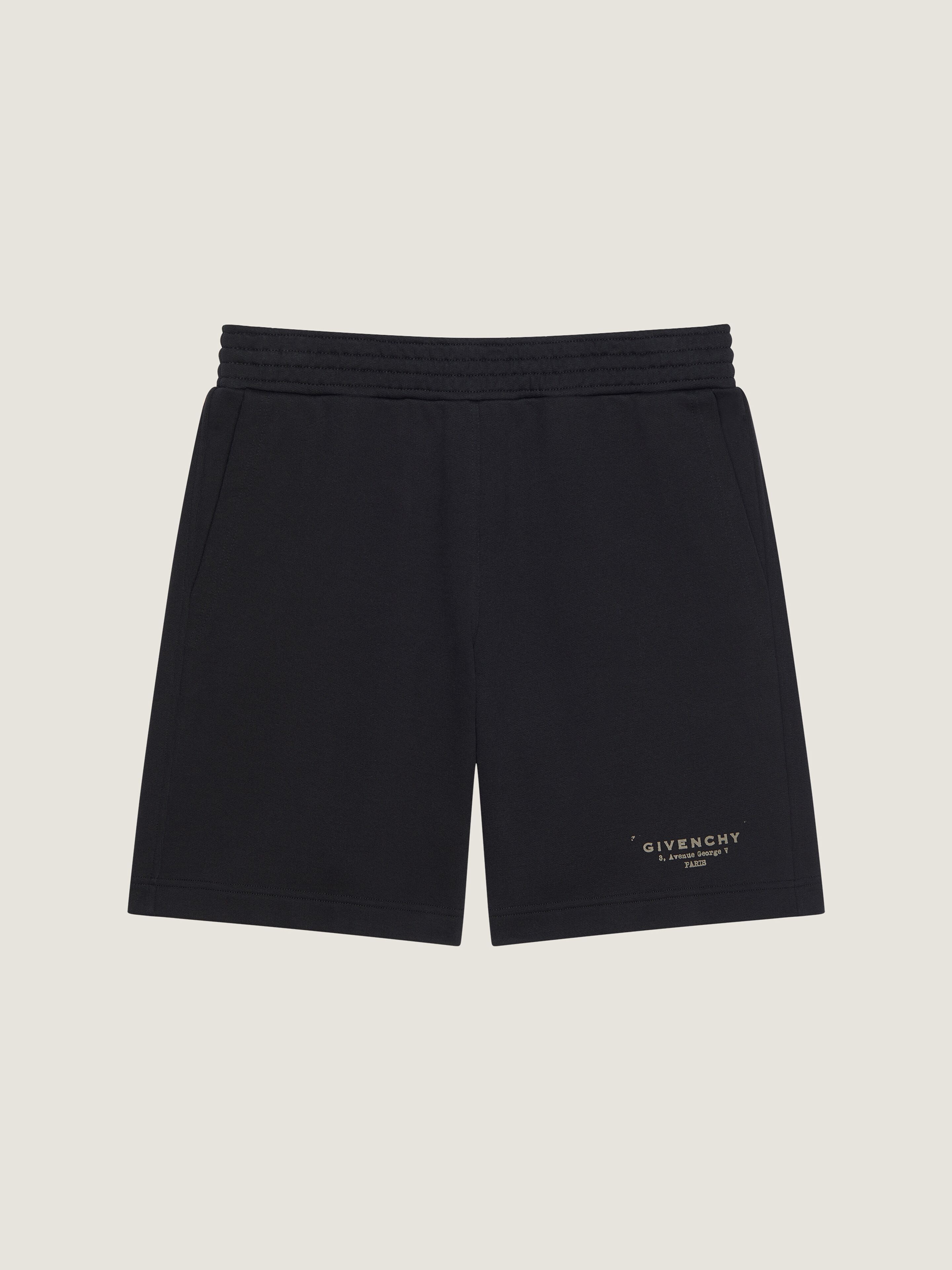 BERMUDA SHORTS IN FLEECE WITH GIVENCHY STAMP PRINT - 1