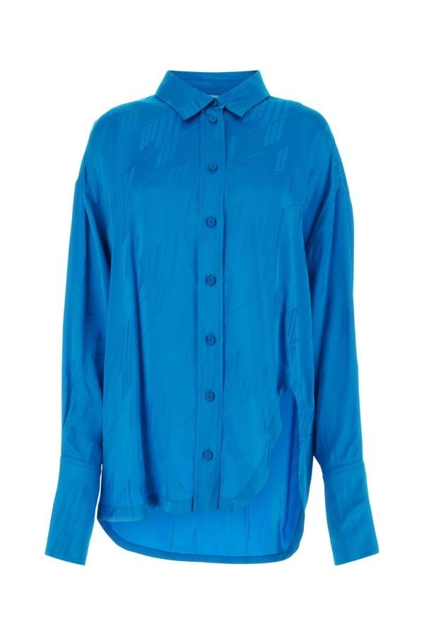 Turquoise satin Diana shirt - 1