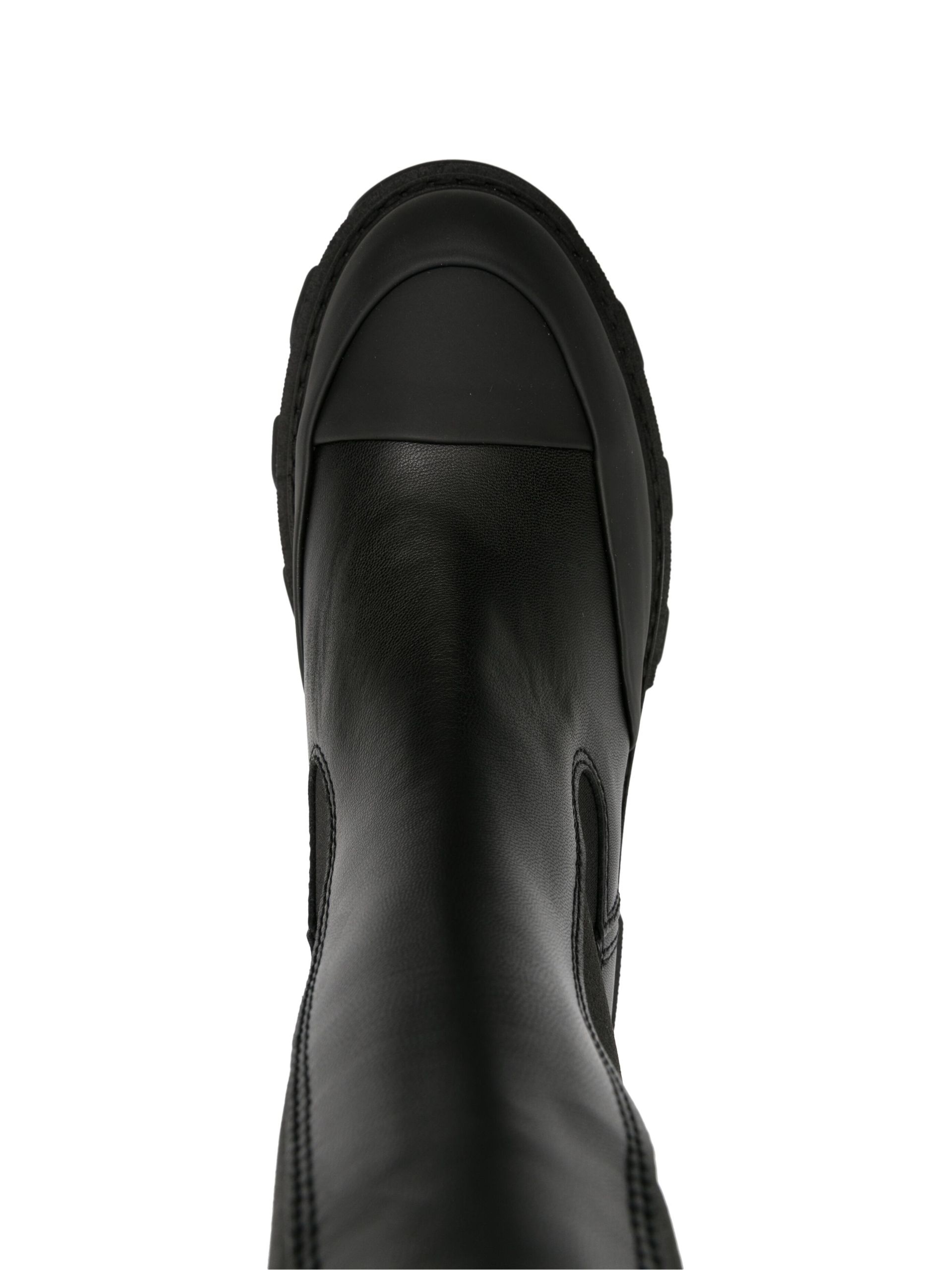 Black Cleated Chelsea Faux-Leather Boots - 4