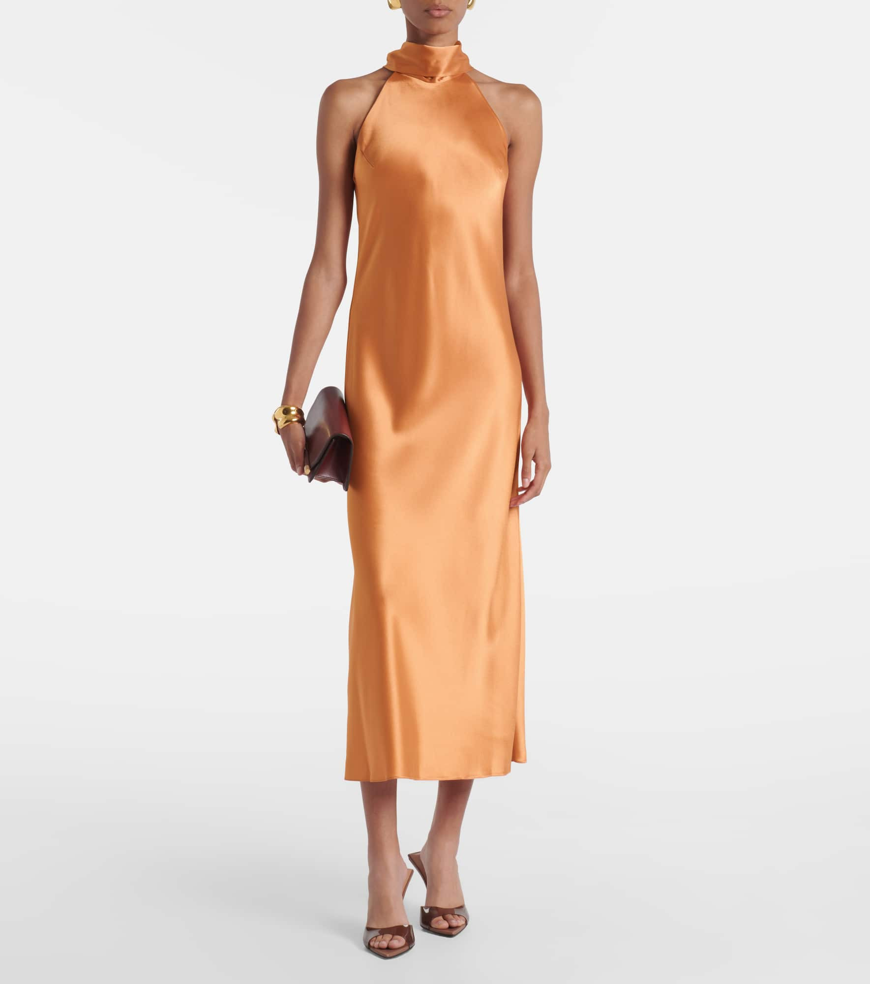 Sienna halterneck satin midi dress - 2
