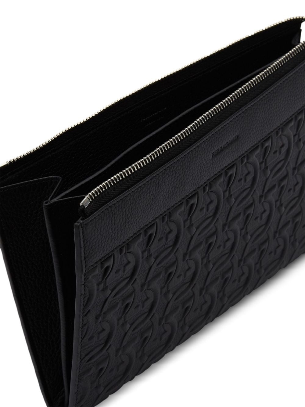 logo-embossed leather clutch bag - 4
