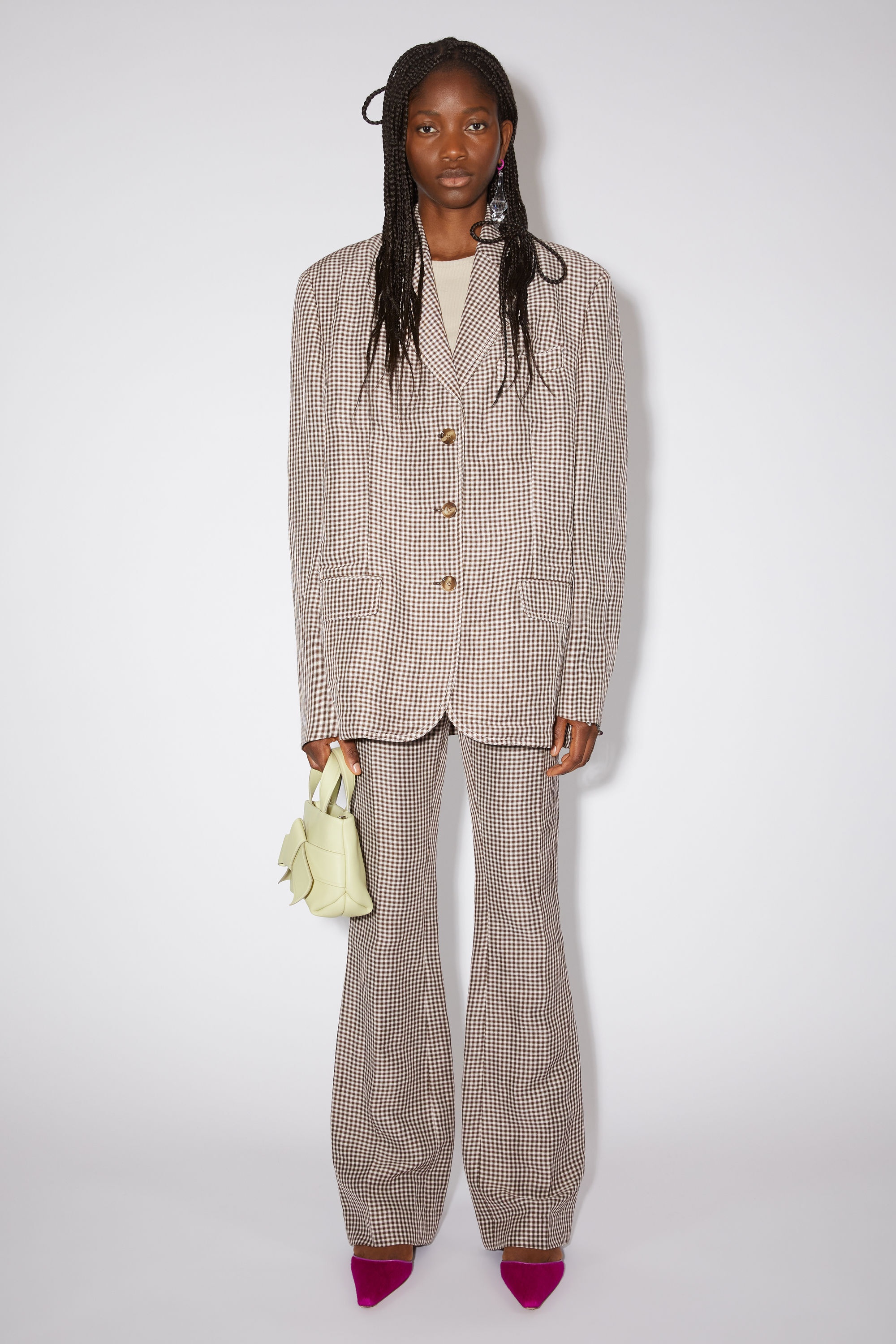 Single-breasted suit jacket - Brown/white - 2