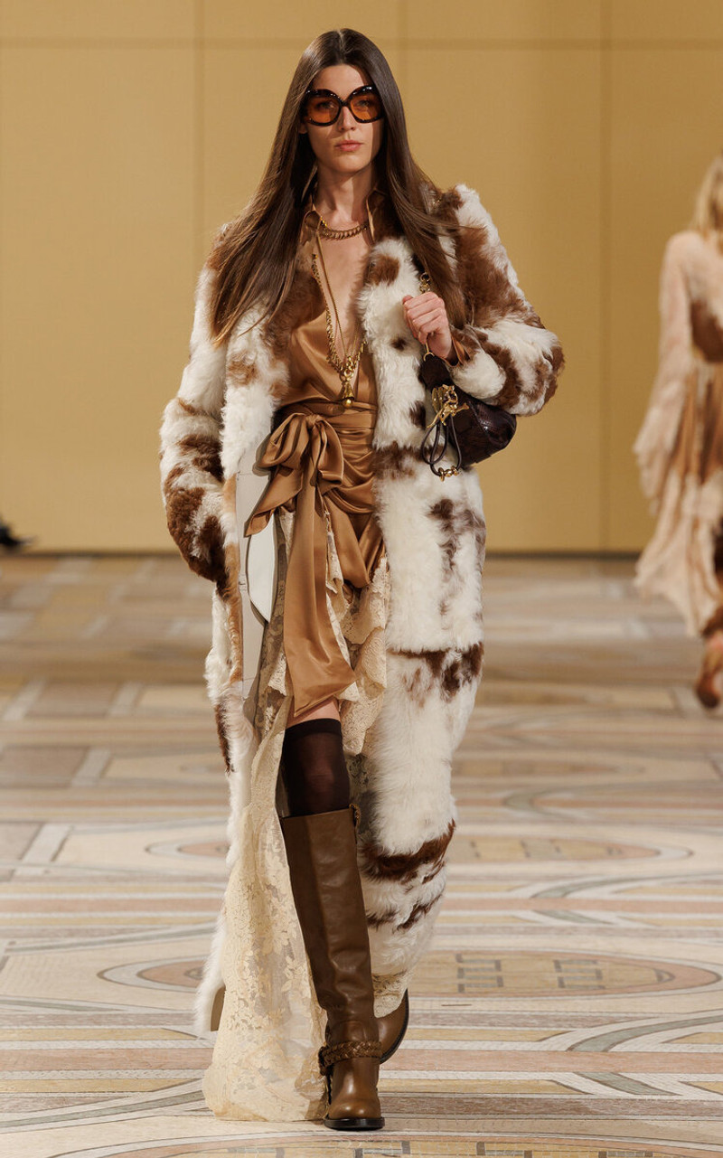 Zimmermann Hypnotic Spot Shearling Leather Coat multi outlook