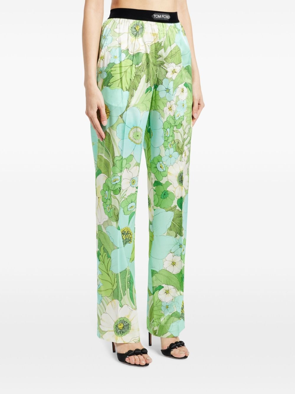 logo-waistband floral-print trousers - 3