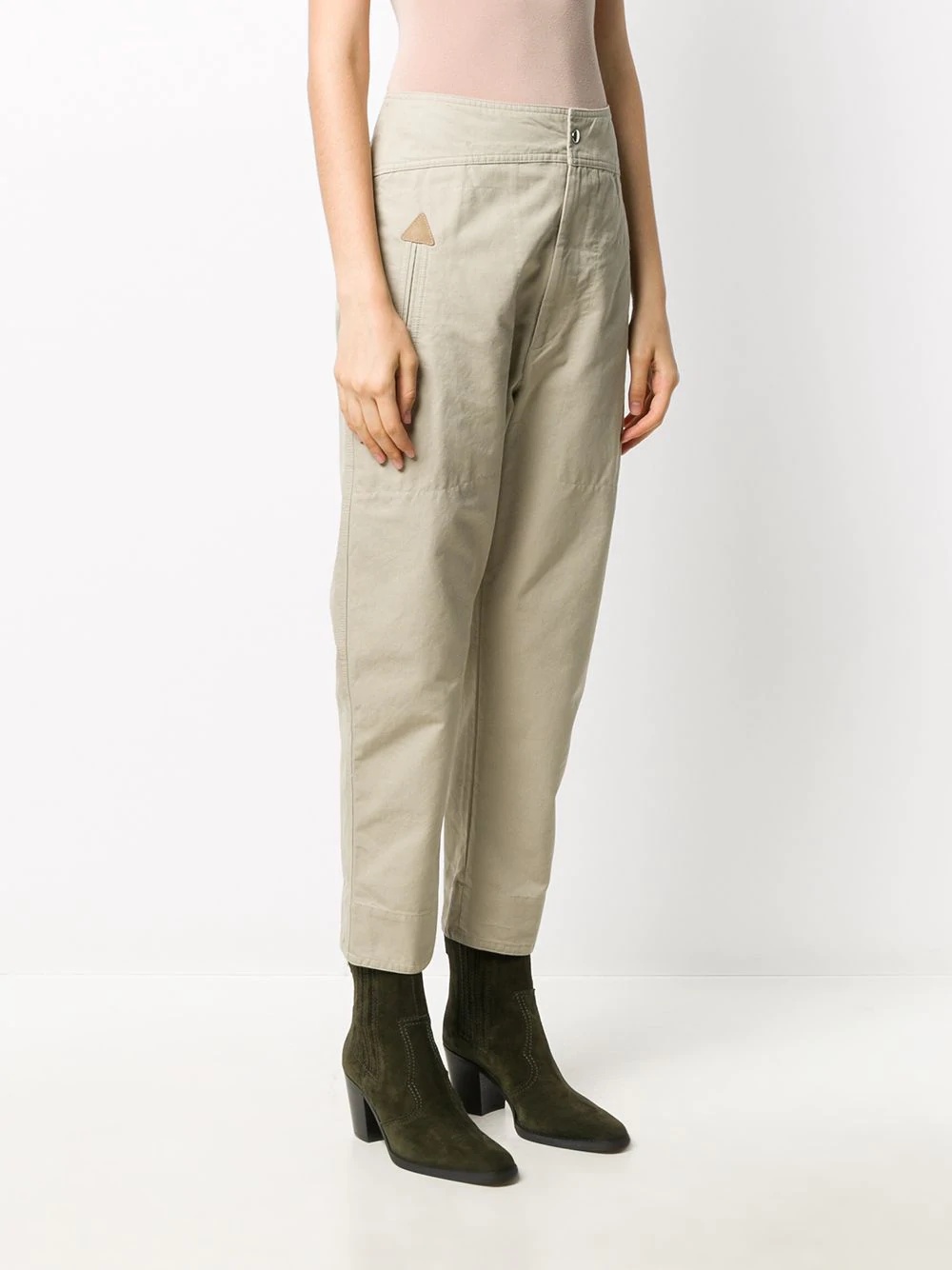 cropped tapered-leg cotton trousers - 3